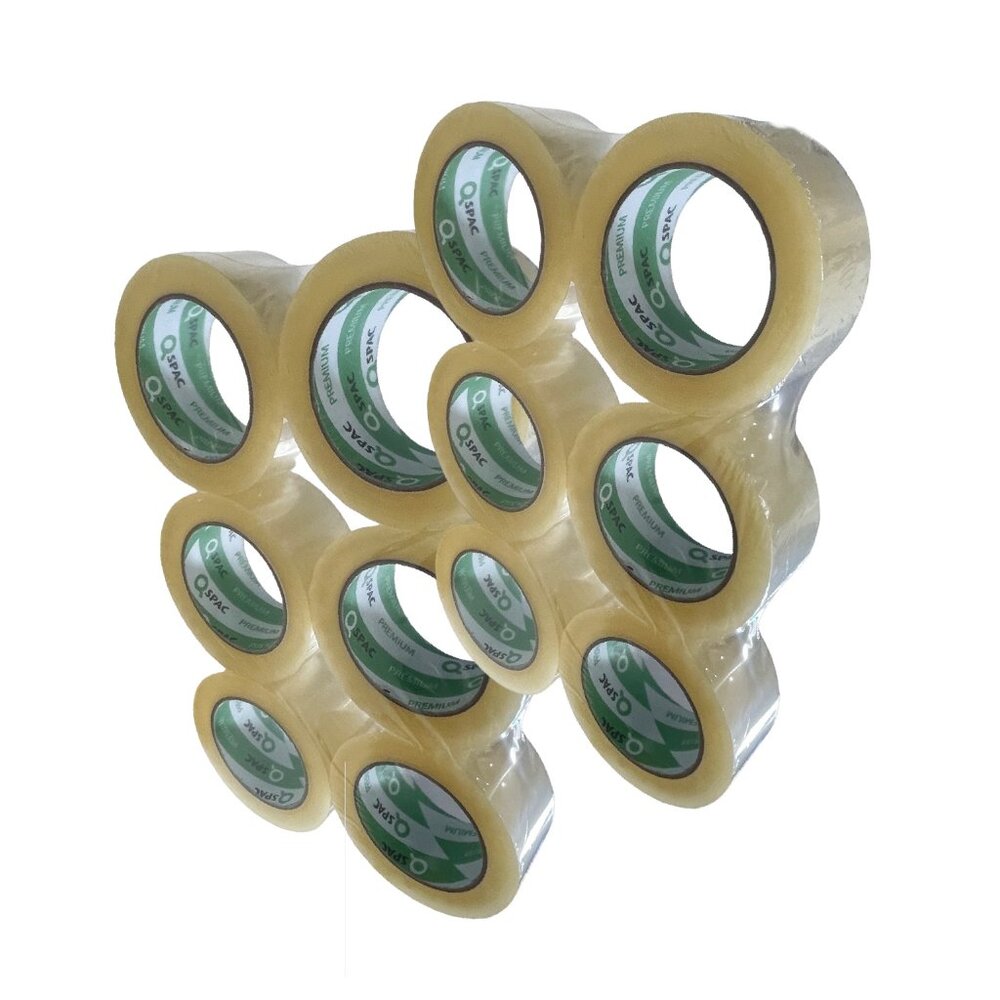 QSPAC PREMIUM Clear 2.0 Mil Packing Tape β 12 Rolls Bulk Buy Shipping Supply - Picture 2 of 5